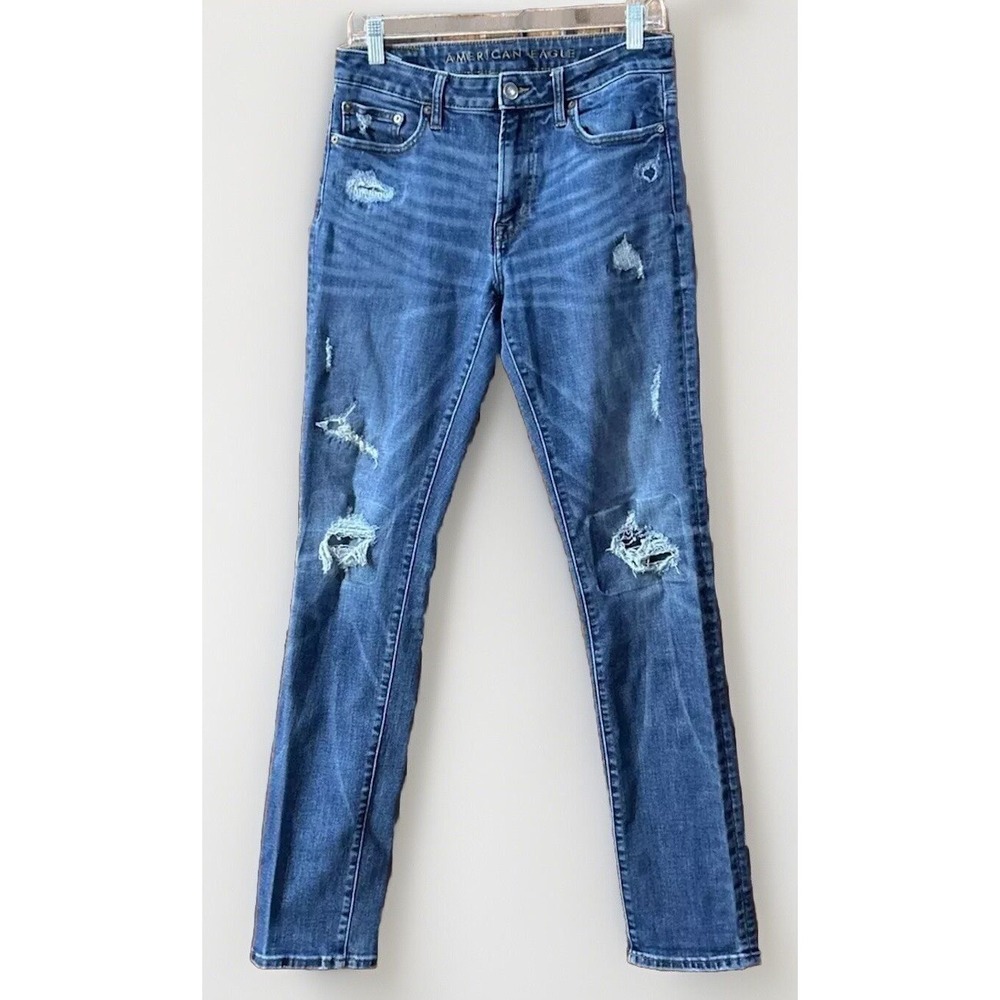Mens AMERICAN EAGLE SLIM‎ Distressed Cotton Blue jeans Sz 32 32x33